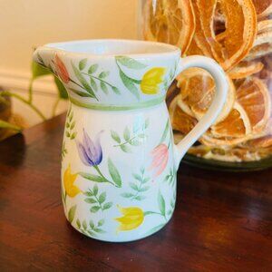 Vintage Creamer Floral Cottagecore Grannycore Tulips Bud Vase Farmhouse Cottage